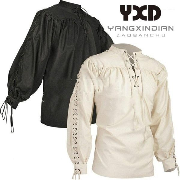 

vintage lantern long sleeve mens shirt british style stand collar retro shirts for men cotton linen man casual pullovers1, White;black