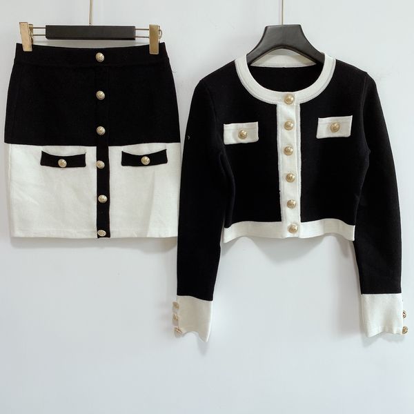 

2020 o шея длинные рукава пальто и для женщин марка same style 2 шт наборы моды юбки 0905-6, White