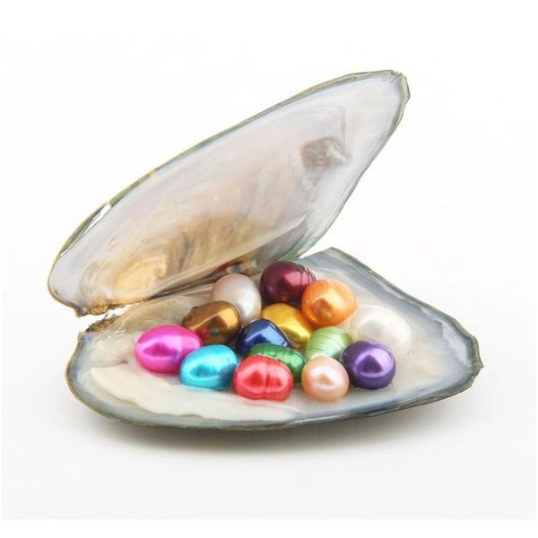 

oval oyster pearl 6-7mm mix 15 color fresh water natural pearl gift diy loose decorations vacuum packaging whole wmtgqk homes2007, Black