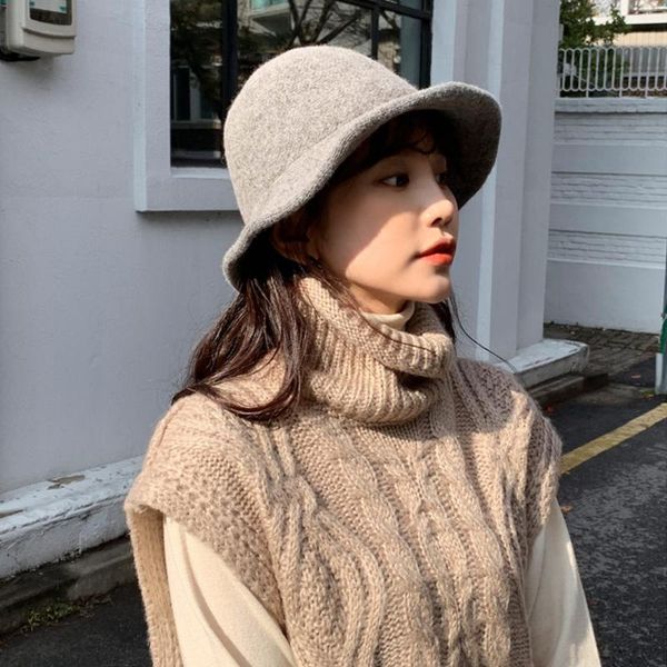 

дамы регулируемая новая мода англия шерстяная винтажная купольная ковша шляпа утолщенной теплый зимний плюшевый рыбак бассейна для женщин, Blue;gray