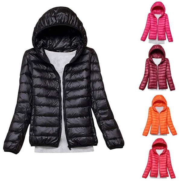 

fashion winter womens jackets mujer black coat solid keep warm long sleeve hoodie windproof simple female outwear #t2g, Black;brown