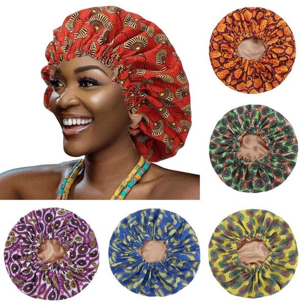 

beanies women extra large satin lined bonnet african style printed elasticity hat beanie wrap cap nightcap head cover bonne
