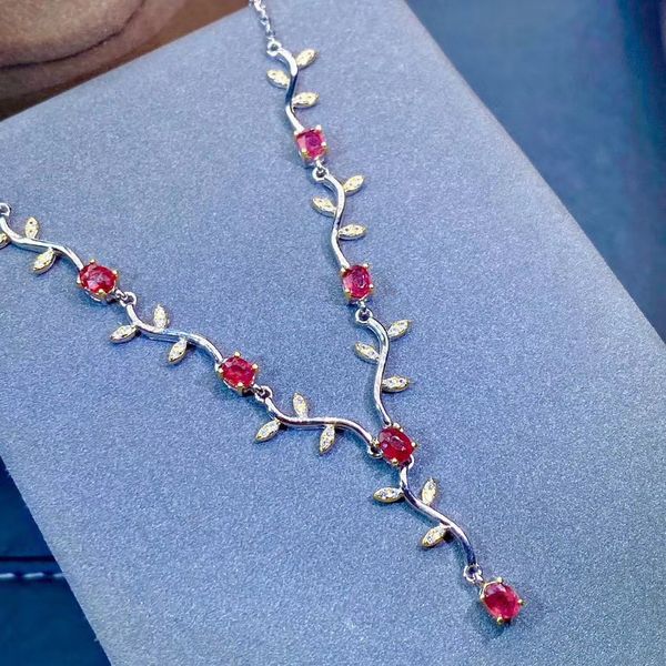 

simple stylish personality new natural and real ruby necklace pendant s925 sterling silver q1105