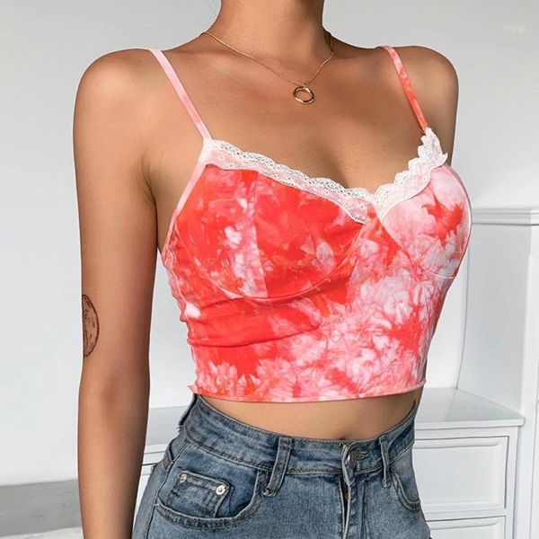 

yoga outfits crop women 2021 summer cropped woman tie-dye camis push up denim bra clothing backless bustier party vest1, White;red