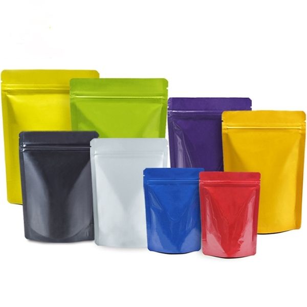 

many color resealable zip mylar food storage aluminum foil bags plastic packing bag smell proof pouches
