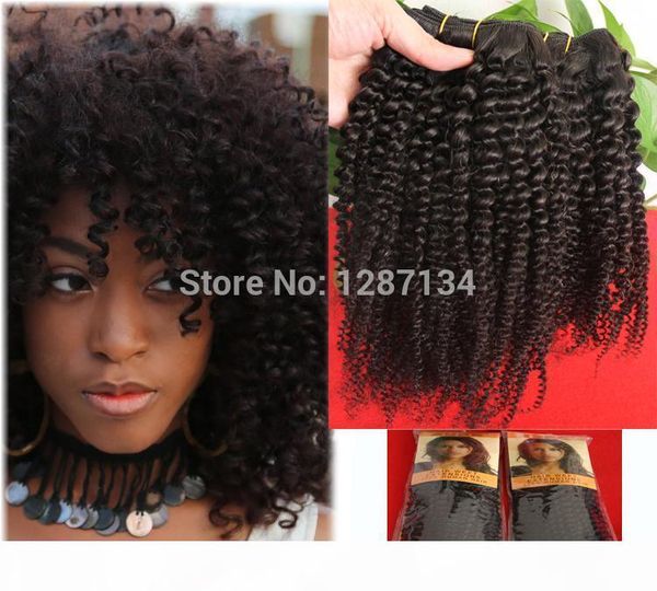 

sexy afro kinky curly virgin brazilian hair weave 1pcs lot full head,grade 7a unprocessed hair extension curly virgin human, Black