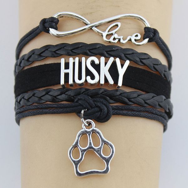

infinity love husky paw charm wrap bracelets paw print charms animal bracelet gifts for women & men bracelets jewelry, Golden;silver
