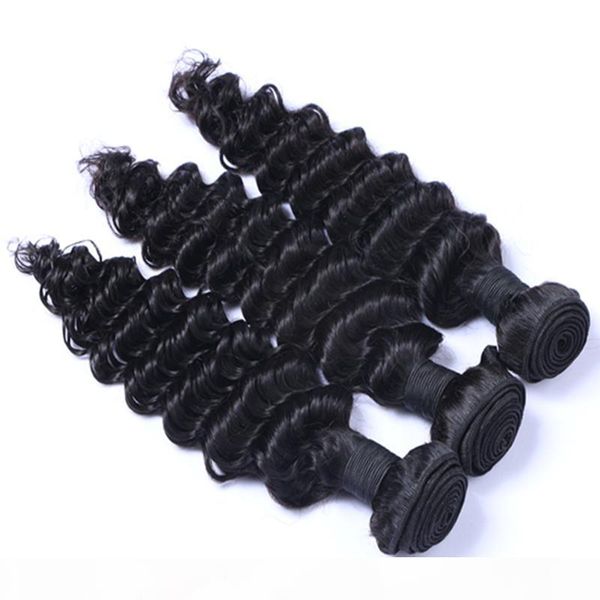 

can be dyed brazilian hair extensions peruvian indian malaysian cambodian remy human hair weft weave deep wave unprocessed hair weft, Black