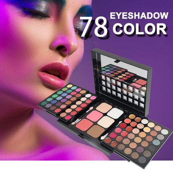 

eye shadow 78 colors makeup pallete matte eyeshadow lasting silky powder trimming concealer lipgloss set hh88