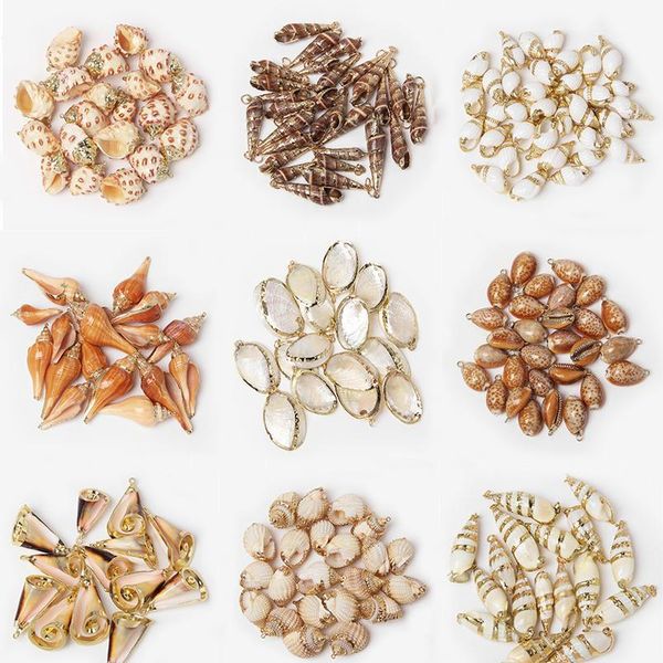 

27 styles 5pcs natural shell pendant conch shell charms pendant for diy earring necklace jewelry making finding accessor jllfrf, Black