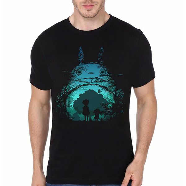 

fashion summer short sleeve black t shirt men tees harajuku totoro print funny tshirt boys tees sport hooded sweatshirt hoodie