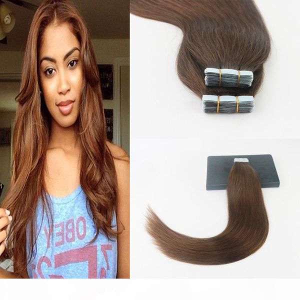 

лента в волосах человеческих волос 14-24inch 50g pack 20шт бесшовные кожи уток remy прямых волос 2 # 4 # темно-коричневый, Black