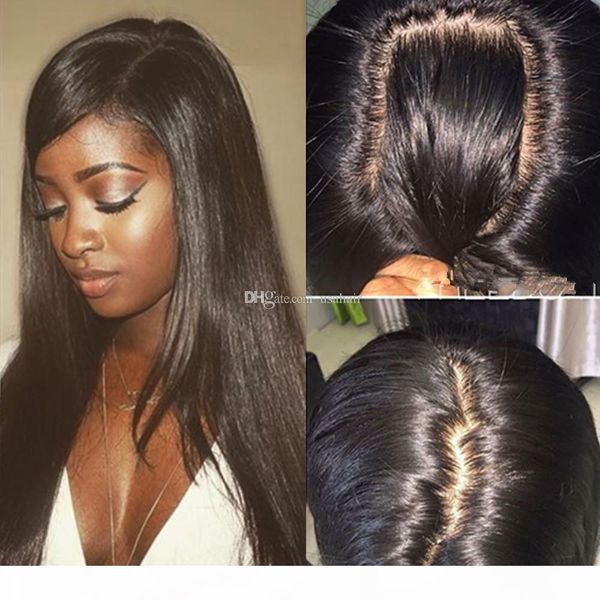 

glueless silk full lace wigs silk straight brazilian virgin hair full lace front human hair wigs 4.5*5 silk base lace wigs, Black;brown