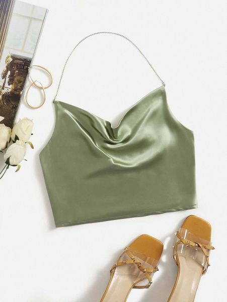 

satin shirred back halter v0gq#, White