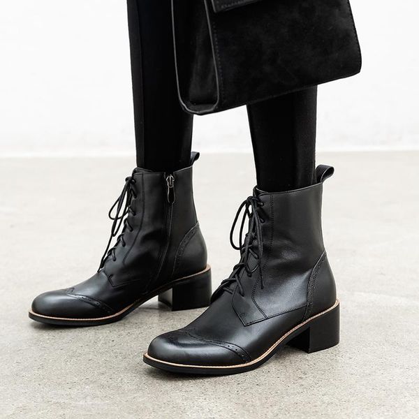 

sklfgxzy new style genuine leather riding boots women's boots the european autumn and winter female cowhide women's shoes, Black