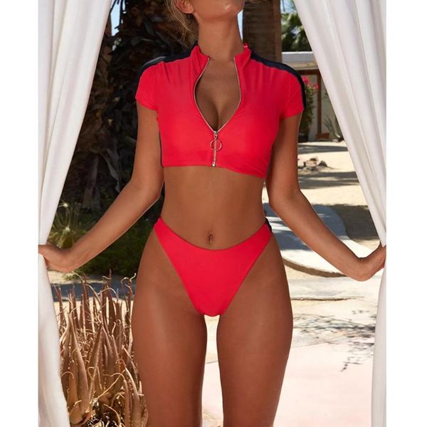 

2021 bikini swimsuit women sport bikini bathing zipper swimsuit tassel beachwear set swimwear high waist zipper set, White;black