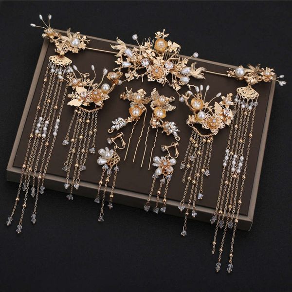 

new bridal headdress chinese hair set dragon and phoenix tiara wedding hair accessories, Silver