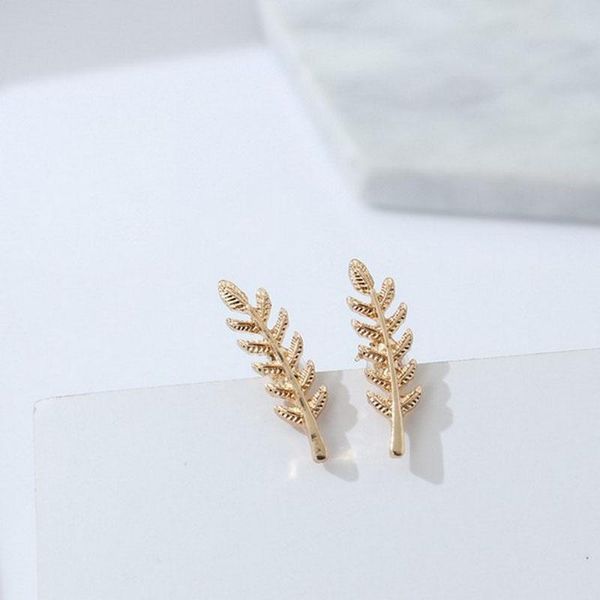 

stud sncsdk alloy plating small fresh women's earrings feather leaf exquisite women 2021 trend fashion jewelry, Golden;silver