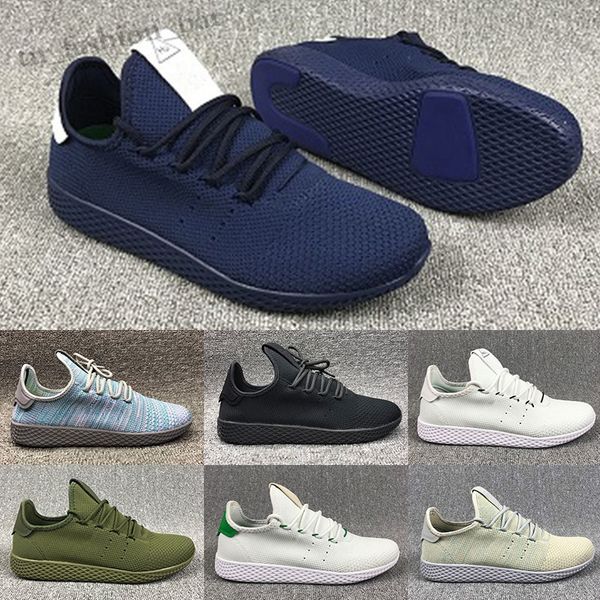 

2018 new pharrell williams x stan smith tennis hu primeknit men women shoes white green breathable mesh sports size 36-45 te06, Black;brown