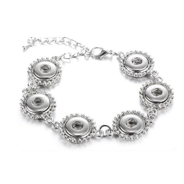 

6 buttons vintage bracelet for women 12mm metal snap button jewelry arm cuff one direction stering silver bbyfpl, Golden;silver