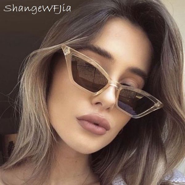 

новые 2020 cat eye солнцезащитные очки женщины small vintage brand дизайнерские солнцезащитные очки ретро желтые дамы sunglass очки женский