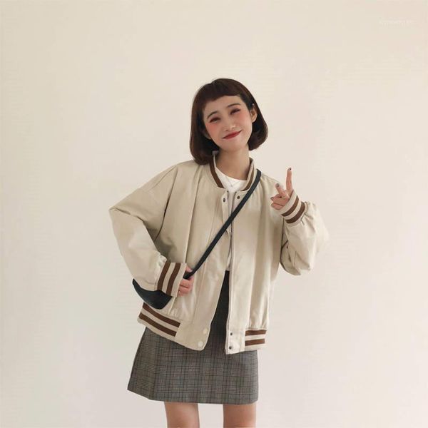 

women's jackets casual cardigan patchwork baseball zipper button short thin jacket women fashion solid autumn outwear female bomber bol, Black;brown