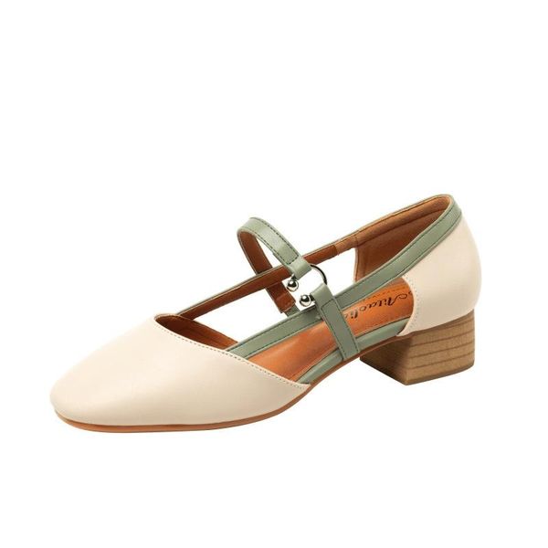 

sandals spring and summer women's shoes thick middle heel single, Black