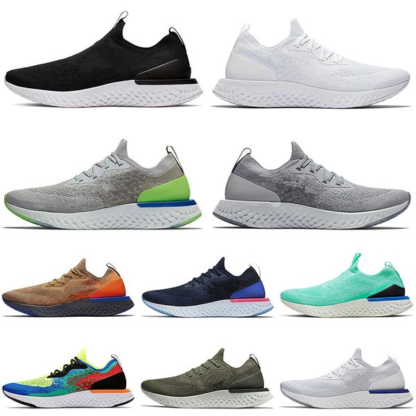 

epic 2021 runners mens womens react fly knit v1 v2 running shoes all white cookies and cream trainers sport sneakers 36-45, White;red