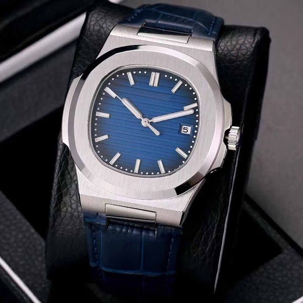 

men's watch, sport watch, bow clasp, 2813 automatic movement, stainless steel case, leather band, sapphire glass, silver case, Slivery;brown