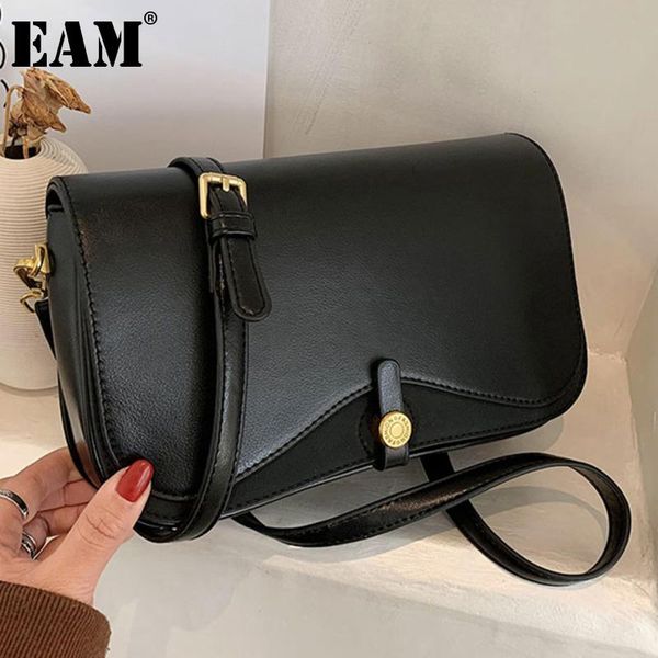 

cross body [eam] women trend small khaki pu leather flap personality all-match crossbody shoulder bag fashion tide 2021 18a1378