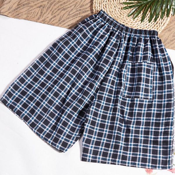 

men men's cotton trousers and shorts double gauze casual living pants beach pants cotton plaid sleepwear mens pajama h jllubg, Black;red