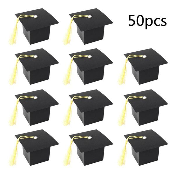 

30/50pcs fashion mini graduation student cap shaped paper graduating candy treat boxe gift with tassel for graduated party gifts