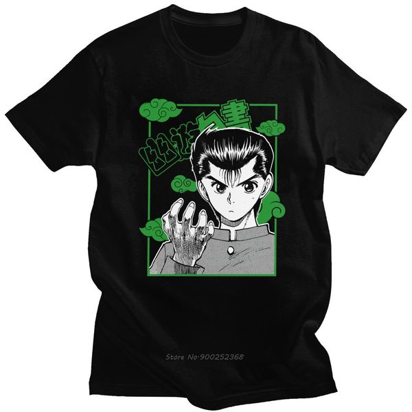 

fashion men yu yu hakusho short sleeved pure cotton round neck print yusuke urameshi harajuku hoodie designers t shirts sweatshirt