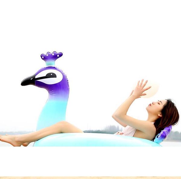 

90cm baby kids inflatable peacock swim rings kids swim floats row floating swimming pool swan flamingo tubes mattress toy