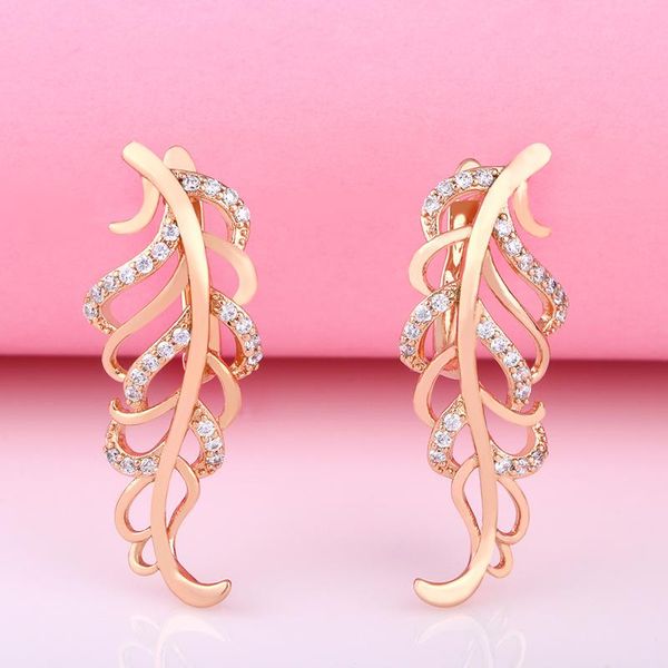

ocesrio fashion 585 gold leaf earrings with stones party jewelry zircon dangle earrings for women wedding ers-s17, Silver