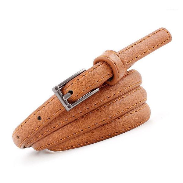 

belts 2021 female faux leather pu belt adjustable women thin skinny waist dress strap pin buckle waistband1, Black;brown