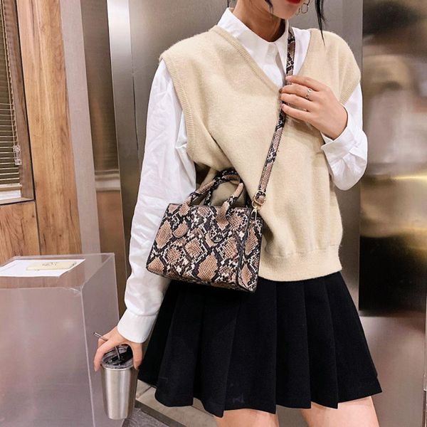 

retro animal snake cow print women messenger handbag pu handle shoulder bags popular simple female daily bag