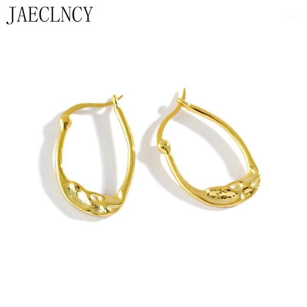 

hoop & huggie 925 sterling silver earring hyperbole for women 18k gold ear buckle irregular circle fine jewelry gift1, Golden;silver