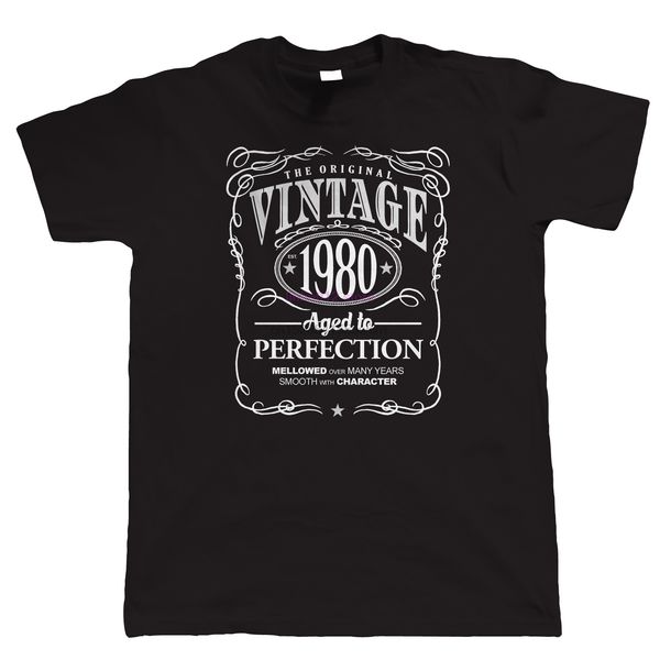 

new vintage 1980 aged to perfection mens birthday gift for him dad grandad mans unique short sleeves hoodie designers t shirts sweatshirt