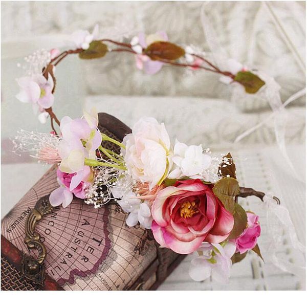 

real flower wedding flower wreath bridal headdress ornament flower crown hairband korean hair accessories adjustable qylnok