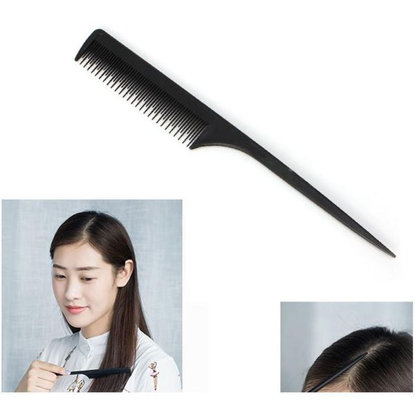 

1pc black plastic fine-tooth hairdressing hair style salon anti-static comb 1 wmtscm, Silver