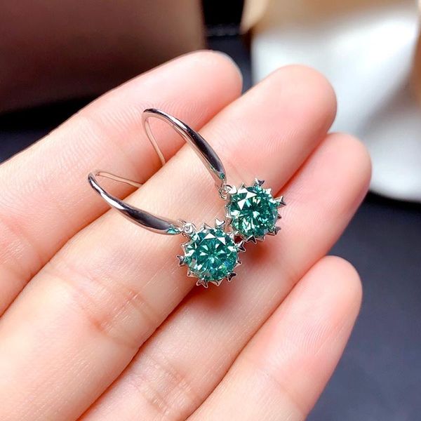 

dangle & chandelier blue green moissanite drop earring 1ct 6.5mm vvs lab diamond fine jewelry for women anniversary gift real 925 sterling s, Silver