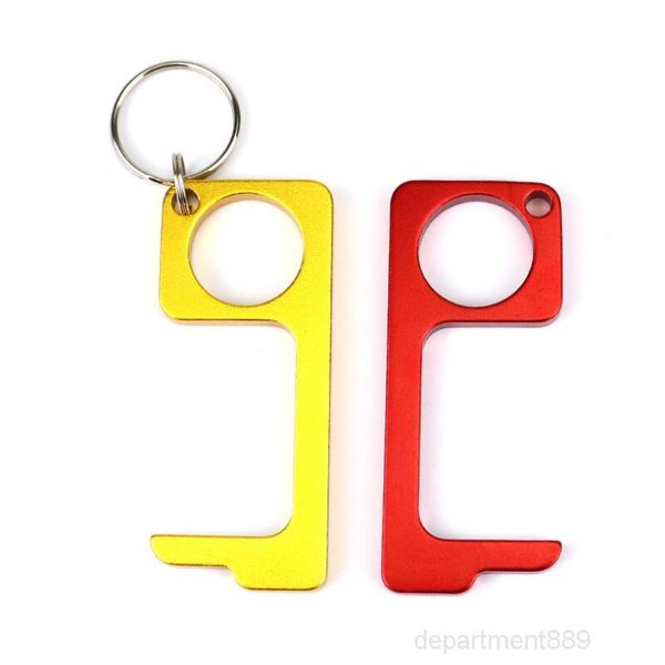 

a-contactless key chain operner door metal pendant opener non-touch press elevator tool 5color owa954