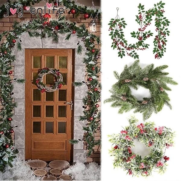 

artificial rattan berry flower branch with pinecone snow ball xmas holly wreath christmas tree fireplace hanging decor