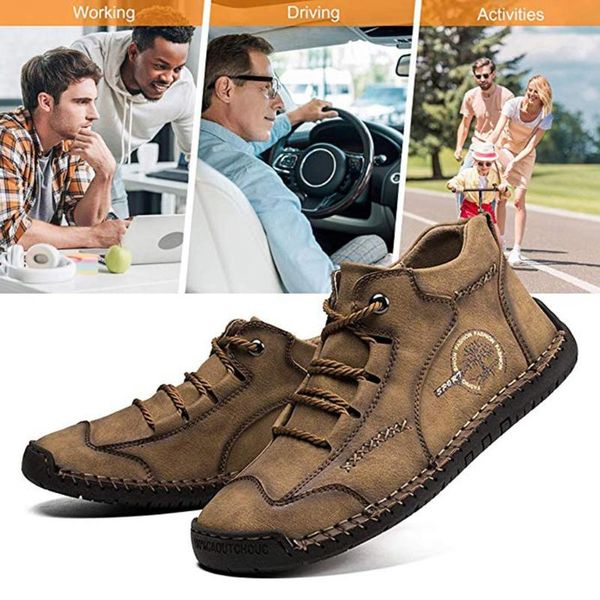 

new men casual shoes fashion leather loafers moccasins slip on flats male driving handmade sneakers outdoor sport, Black