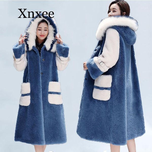 

faux fur coat long fur collar winter coats women loose overcoat luxury thick warm oversize female plush jacket 3xl1, Black