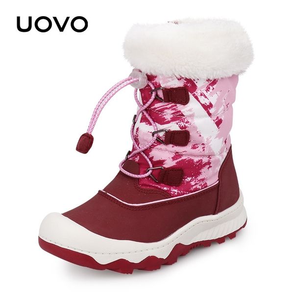 

kids snow boots water repellent winter boots uovo new arrival children warm boots boys and girls with plush lining #29-38 y200104, Black;grey