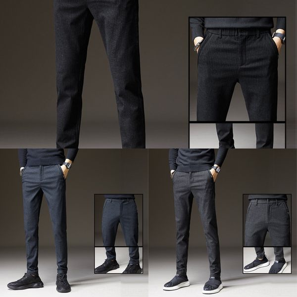 

корейский тонкий для мужчин осень зима 2020 толщиной молодость гетры середины талии упругой моды узкие брюки случайные pantsmen случайные шт, Blue