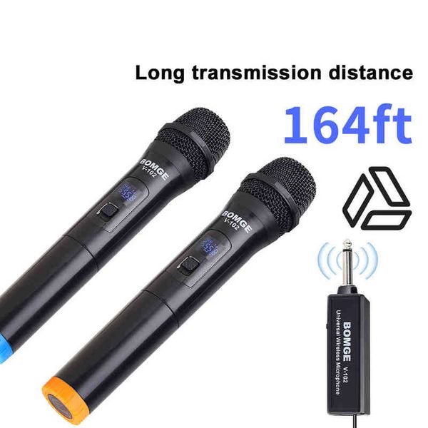 Микрофоны 2pcs Беспроводная запись ktv microphone treble bass -канал Руководитель для домашнего микрофона пения громкоговоритель караоке речь T220916