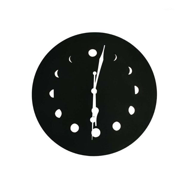 

silent scandinavian wall clock home decor pointer living room wood luminous bedroom moon phase hanging ornament easy install1